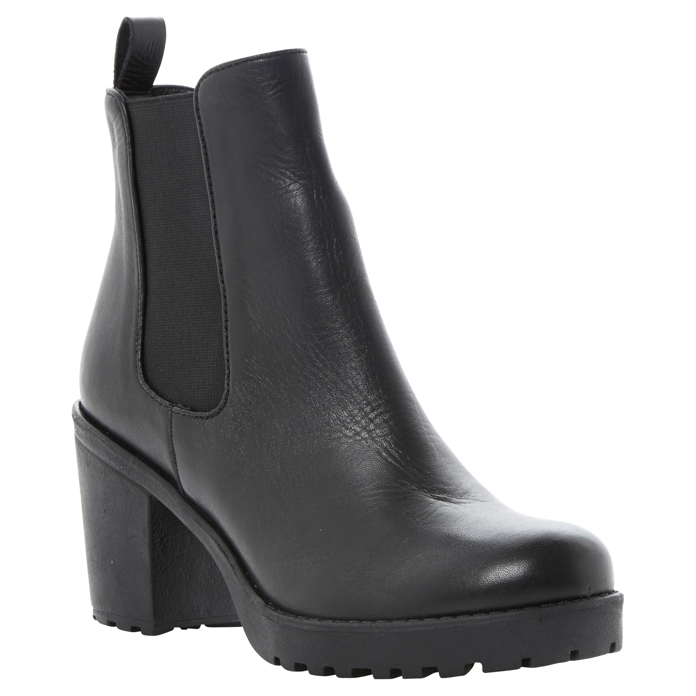 Dune Pring Heeled Cleated Sole Leather Chelsea Ankle Boots