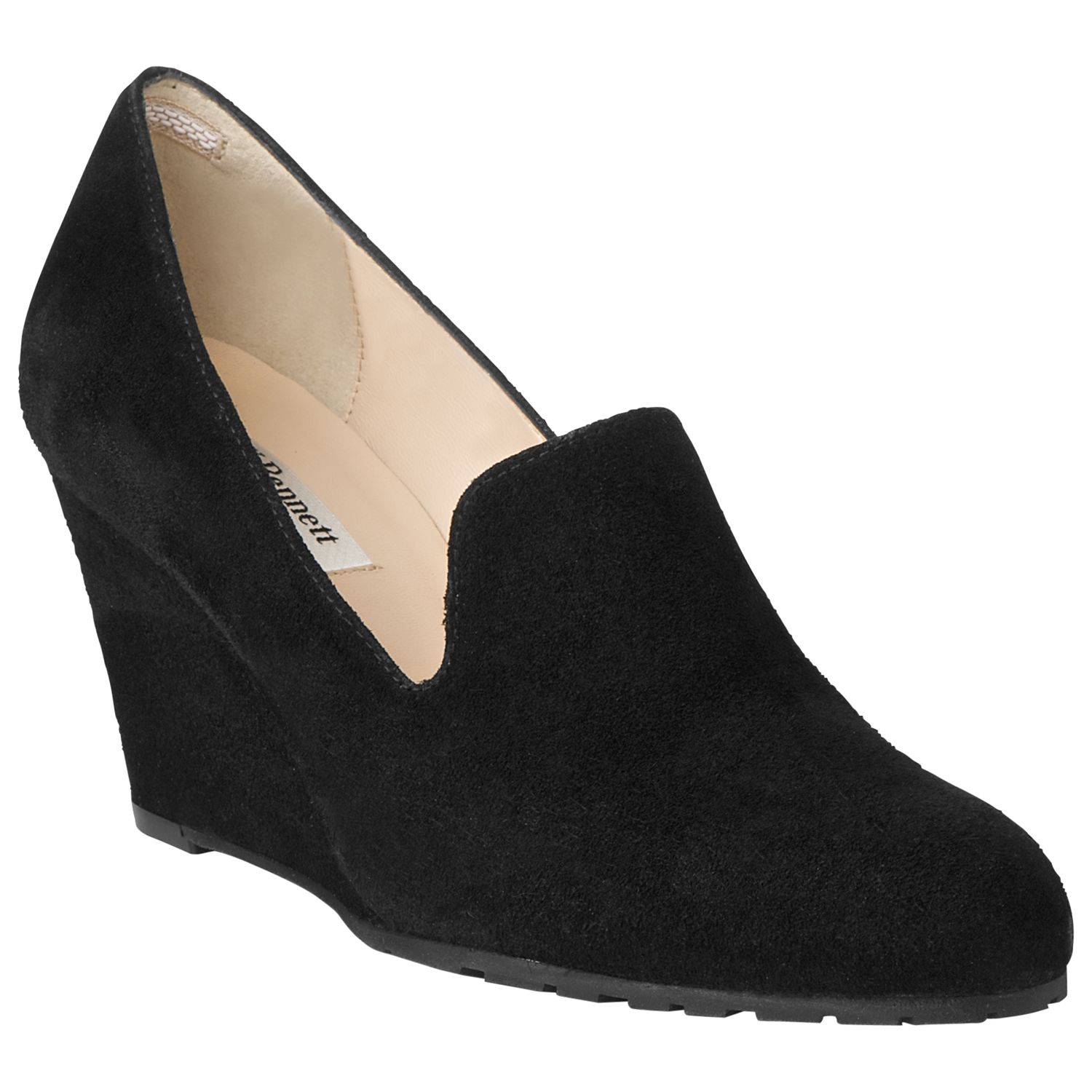 Buy L.K. Bennett Bertha Suede Wedge Court Shoes, Black Online at ...