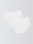 John Lewis Baby Cotton Frill Pants, Pack of 2, White