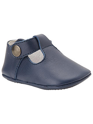 John Lewis & Partners Leather T-Bar Booties, Navy