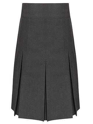 John Lewis Girls' School Generous Fit Adjustable Waist Pleated School Skirt, Grey