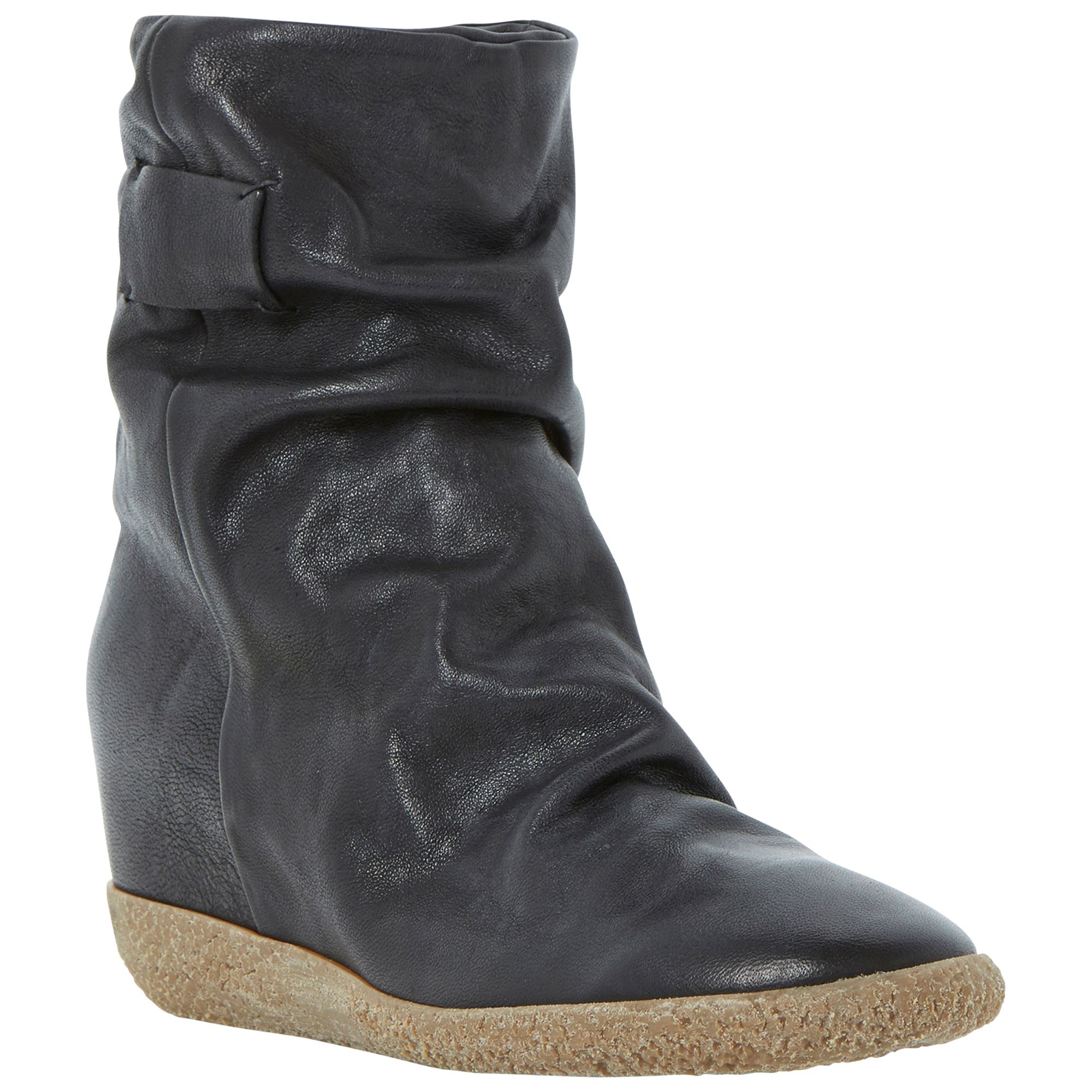 Buy Dune Black Pipper Leather Wedge Ankle Boots, Black Online at ...