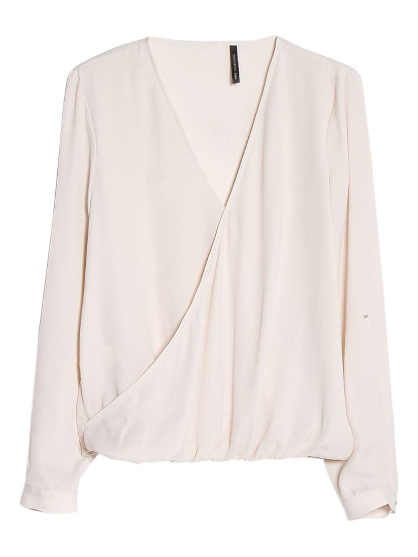 Buy Mango Wrap V-Neck Blouse, Light Beige, 6 Online at johnlewis.com