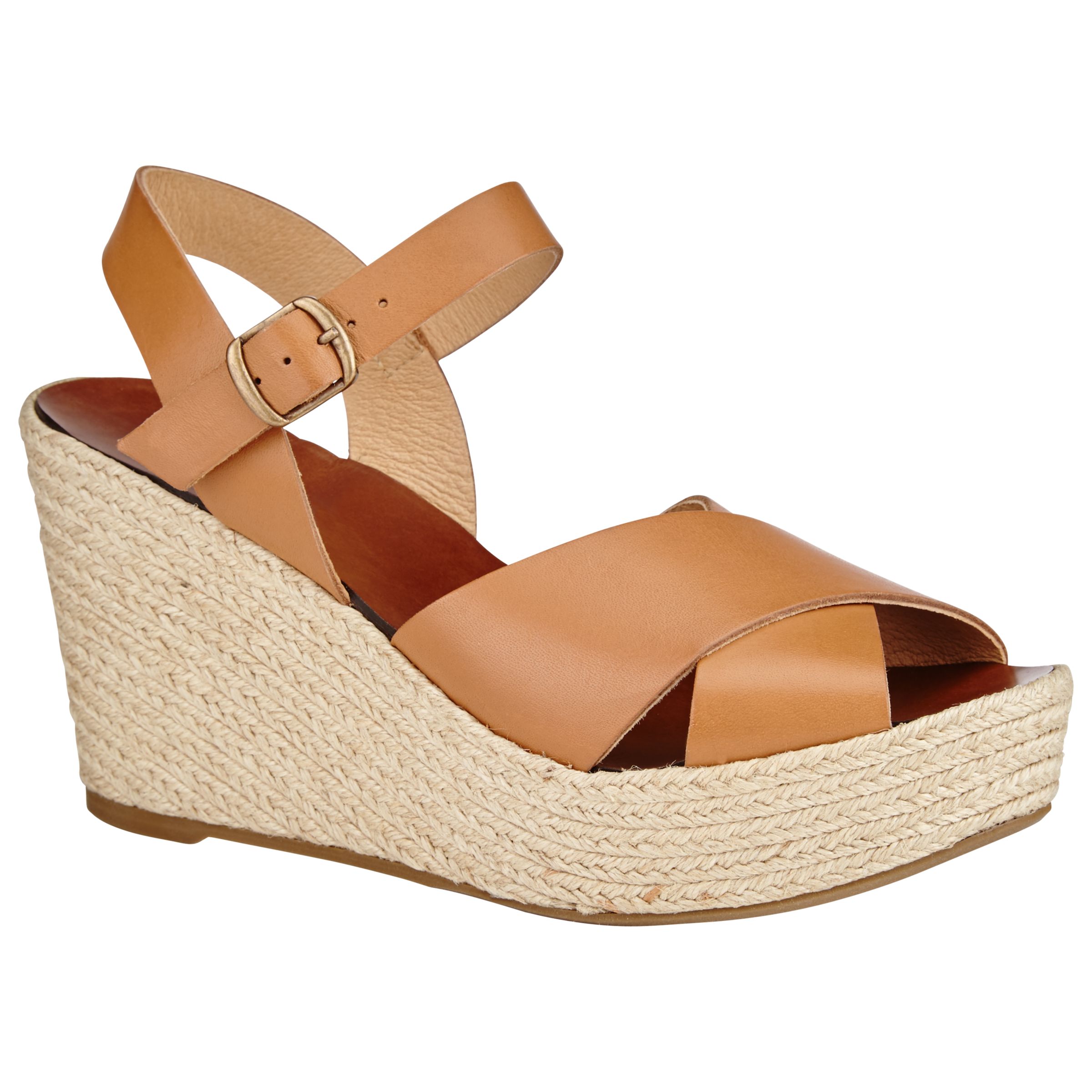 Buy Collection WEEKEND by John Lewis Nancy Leather Wedge Sandals, Tan ...