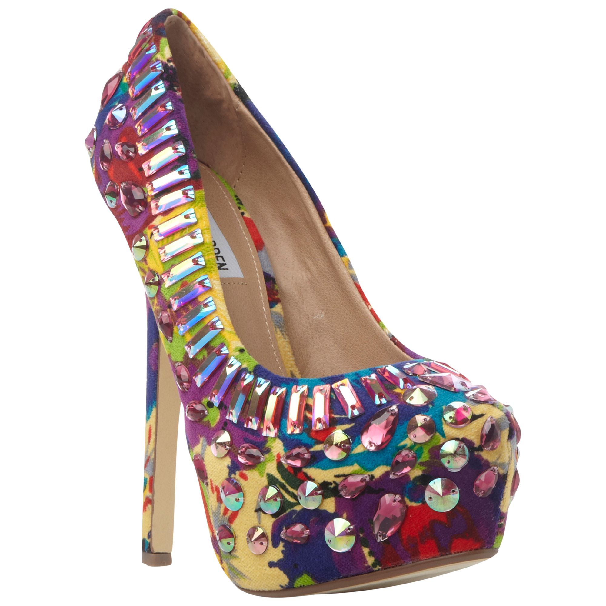 Buy Steve Madden Ditzy Embellished Platform Court Shoes, Bright Multi ...