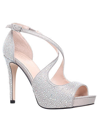 Carvela Gift High Heeled Embellished Court Shoes, Silver