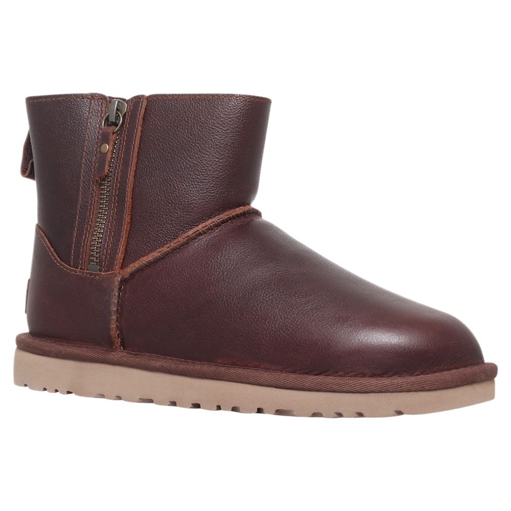 UGG Mini Double Leather Ankle Boots, Brown
