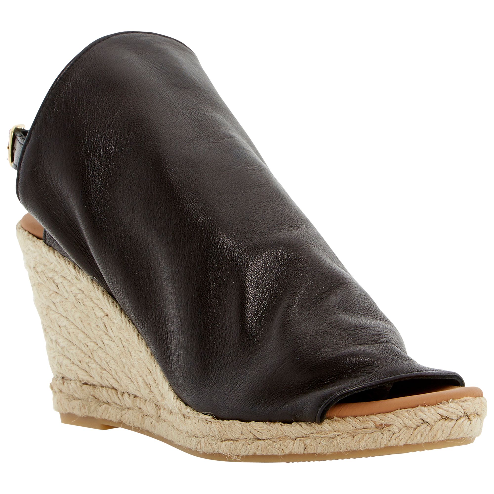 Buy Dune Black Klarra Leather Wedge Sandals, Black Online at johnlewis ...