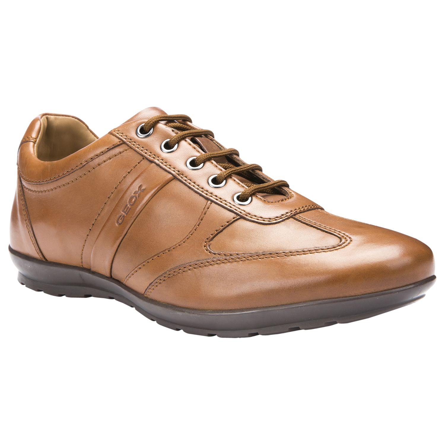 Geox Symbol City Leather Trainers, Cognac