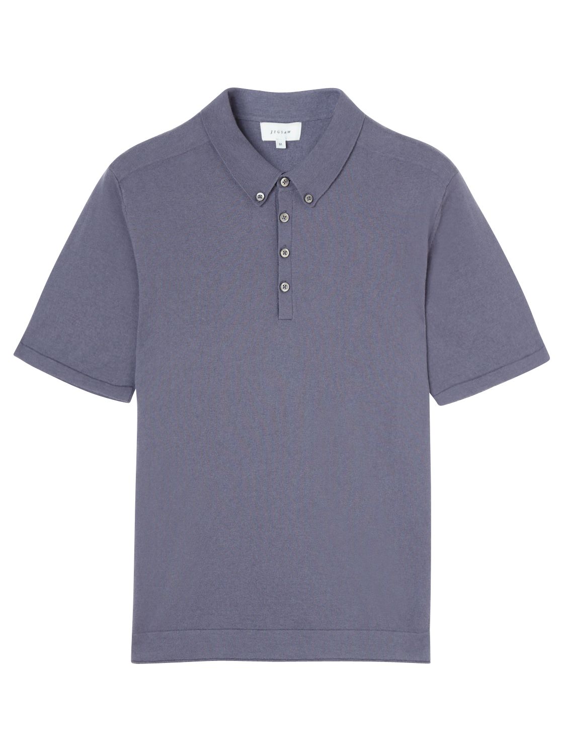 Jigsaw Cotton Cashmere Knit Polo Shirt, Slate, M