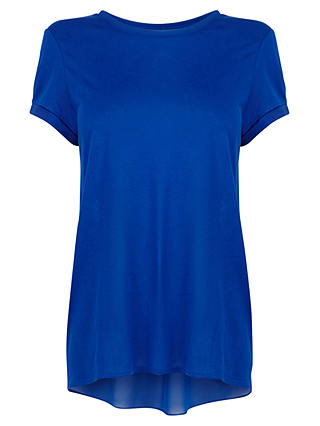 Karen Millen Luxe Sheer Back Oversize T-Shirt, Blue