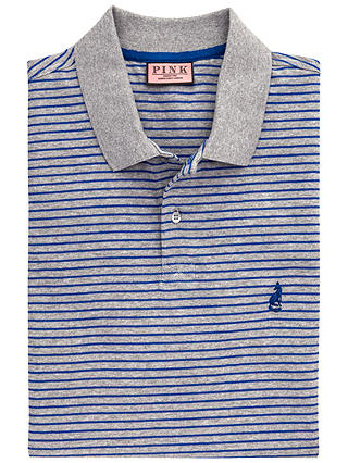 Thomas Pink Raven Stripe Polo Shirt, Blue/Grey