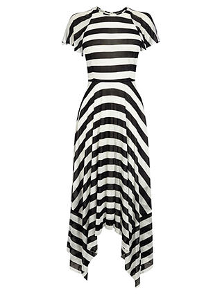 Karen Millen Drape Bold Stripe Dress, Black/White