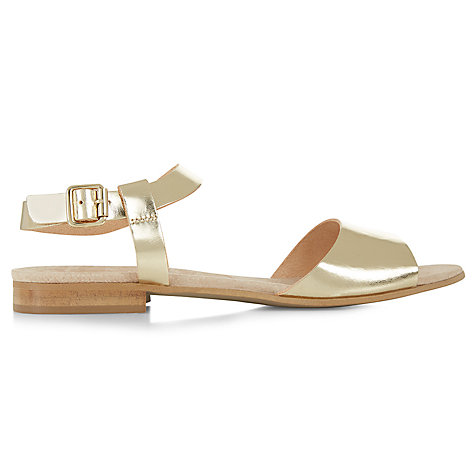 Buy Hobbs Sally Flat Sandals, Gold Leather Online at johnlewis