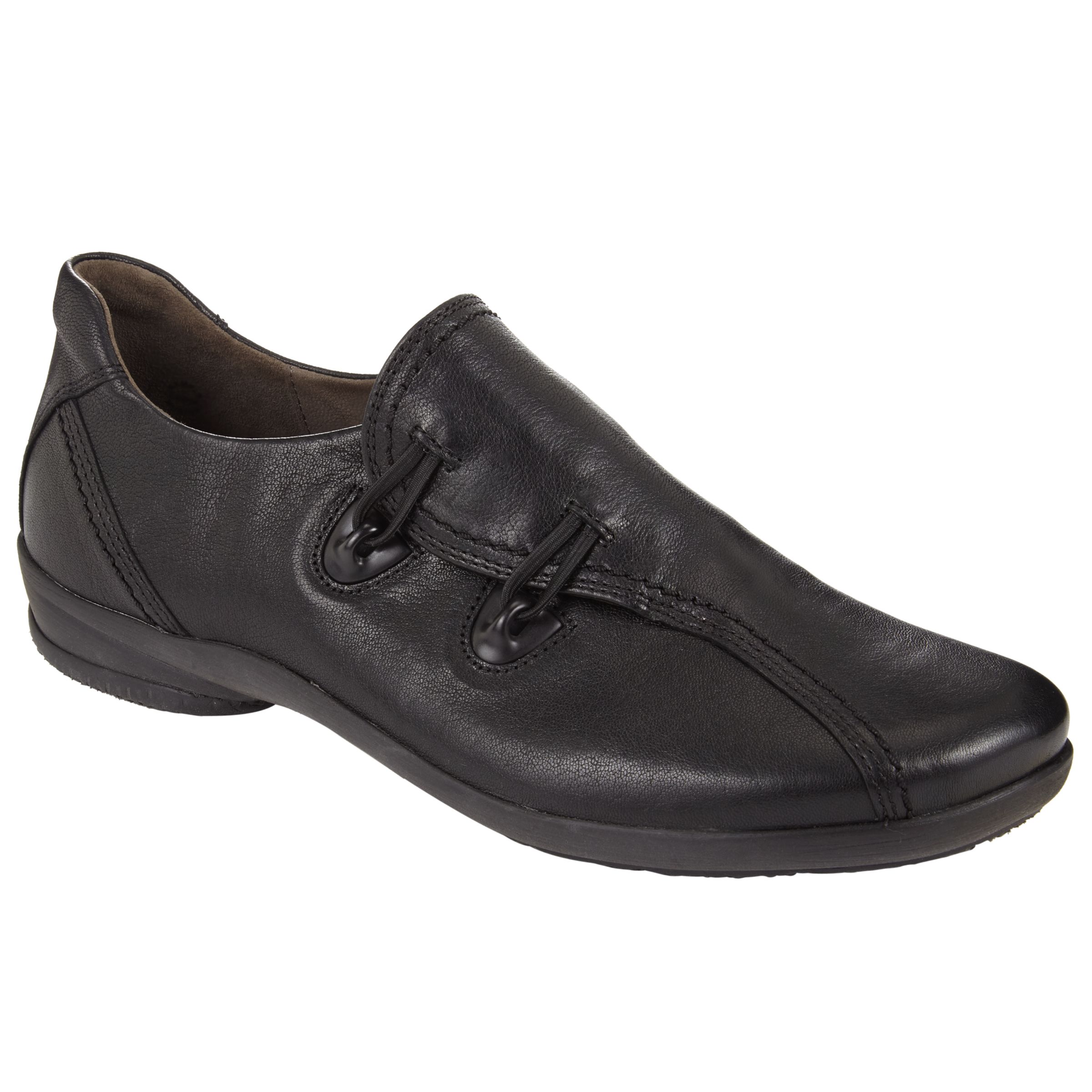 Buy Gabor Rush Leather Flat Shoes, Black Online at johnlewis