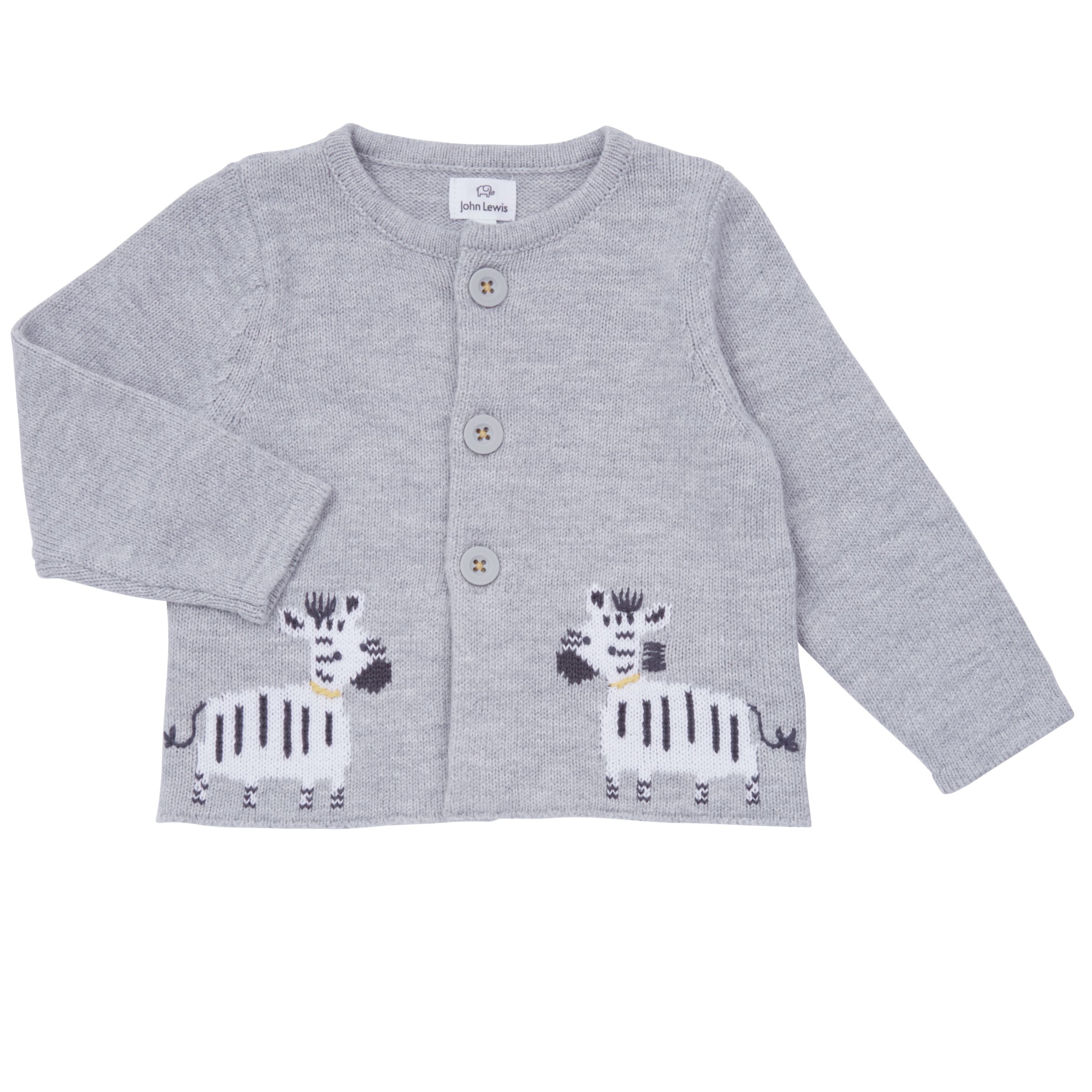 Buy John Lewis Baby Knitted Zebra Cardigan, Grey | John Lewis
