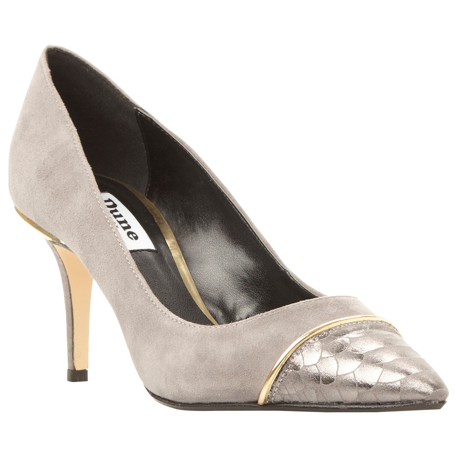 Dune Bellina Stiletto Heeled Court Shoes, Grey Suede