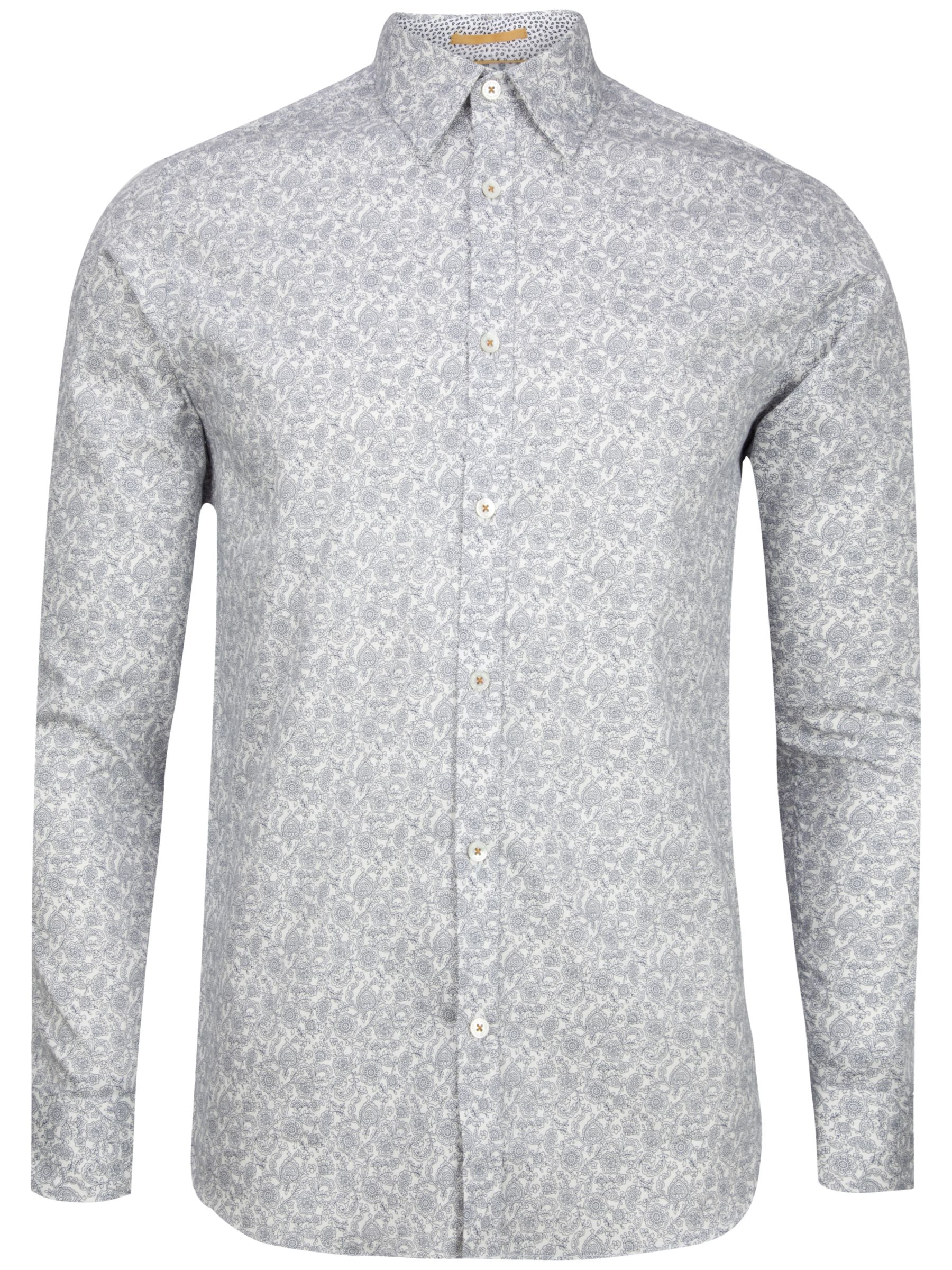 Ted Baker Florall Floral Print Long Sleeve Shirt, White, 6