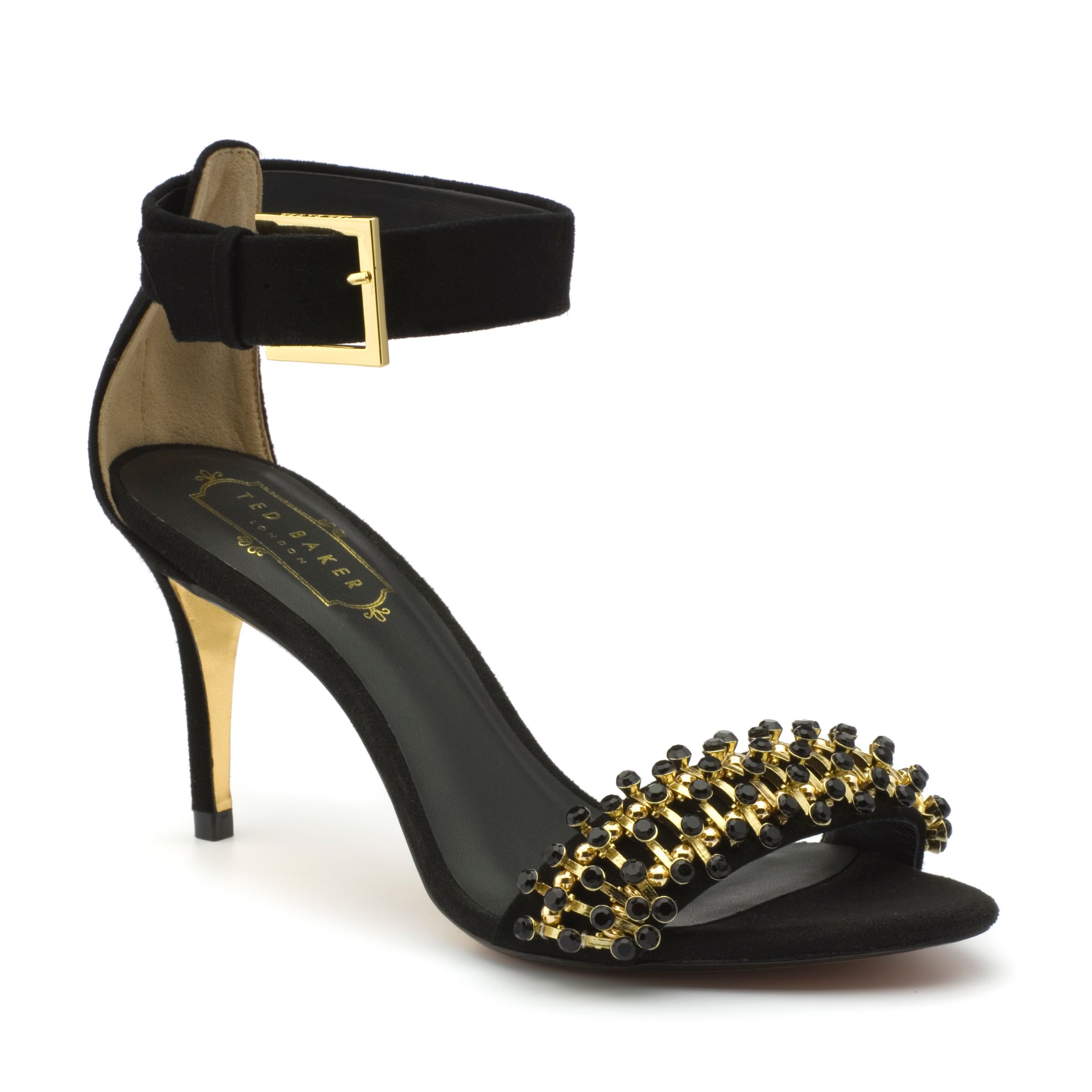 Ted Baker Nishik Jewel Embellished Court Shoe Sandals, Black Suede