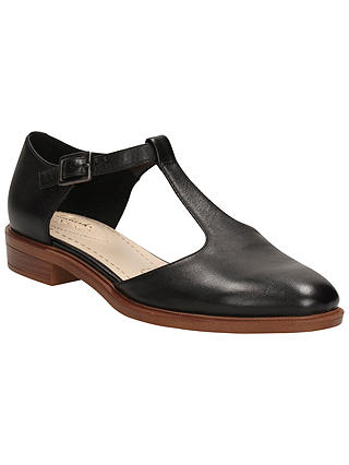 Clarks Taylor Palm Leather Court Shoes, Black
