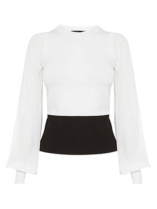 Karen Millen Blouse Sleeve Sweater, White