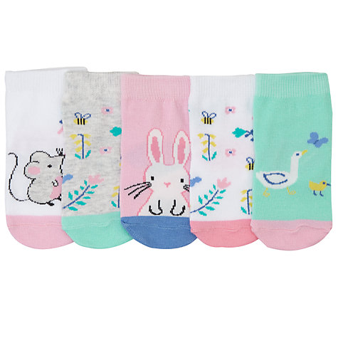 Buy John Lewis Baby Rabbit and Chick Socks, Pack of 5, Pink/Multi Online at johnlewis.com