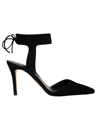 Whistles Vidlin Cut Away Court Shoes, Black Suede