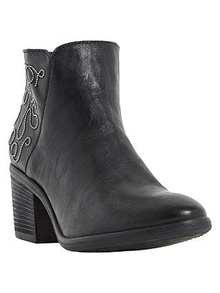 Dune Patty Stacked Heel Bead Detail Ankle Boots
