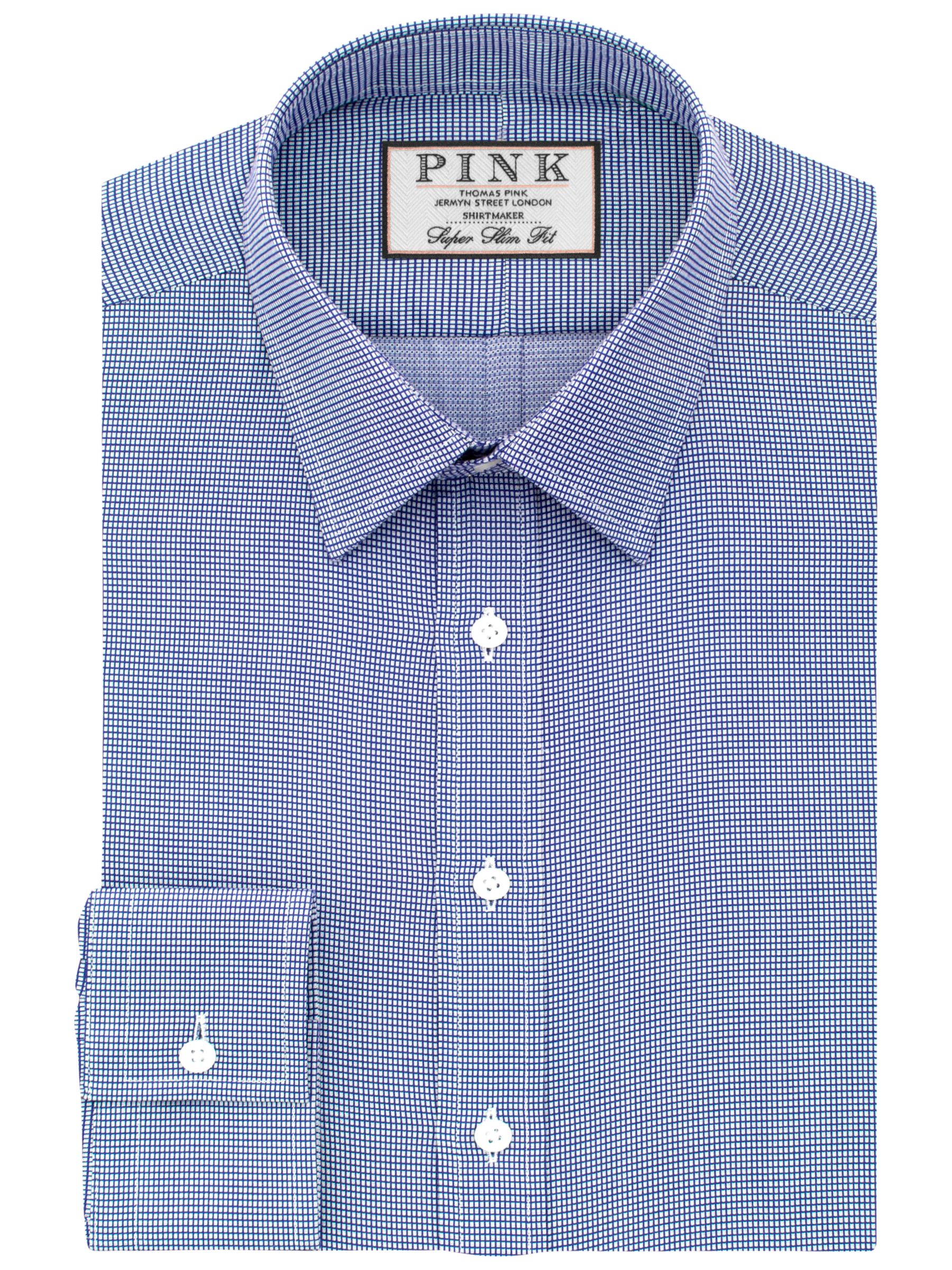 Thomas Pink Hartley Textured Super Slim Fit Shirt, Blue/White, 16
