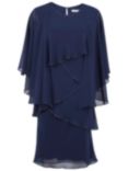 Gina Bacconi Chiffon Shawl and Beaded Edge Dress, Navy