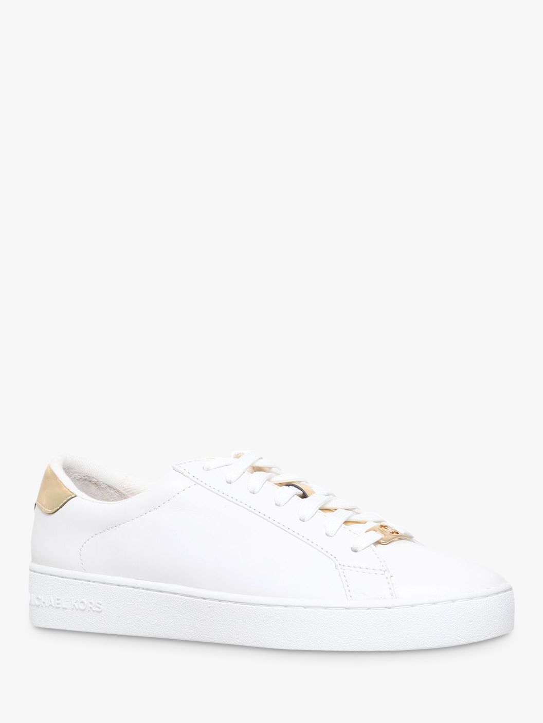 MICHAEL Michael Kors Irving Flat Trainers, White/Gold Leather