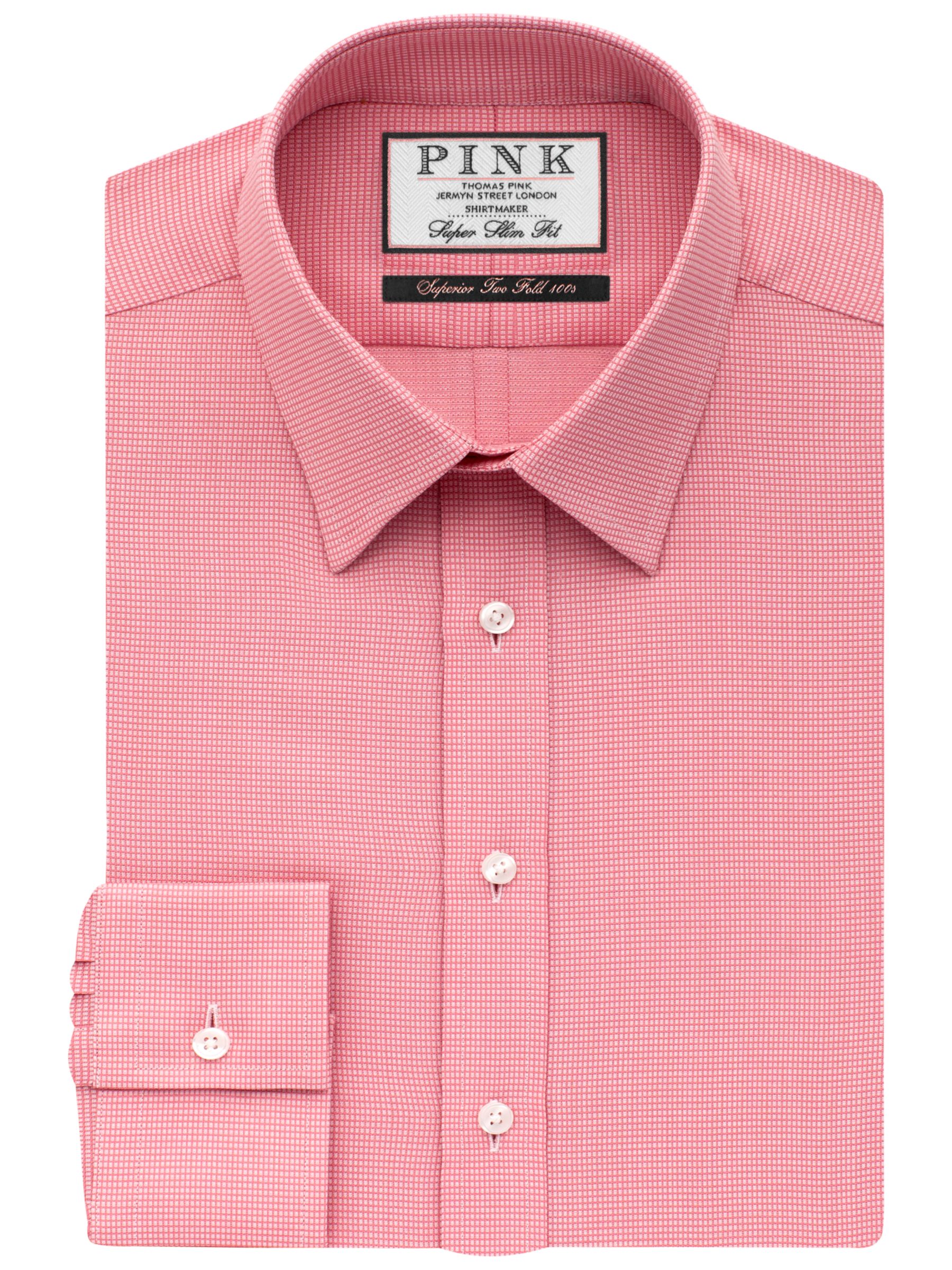 Thomas Pink Hartley Textured Super Slim Fit Shirt, Pink/White, 15