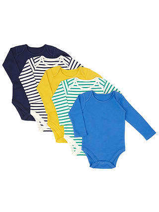 John Lewis & Partners Baby Long Sleeve Bodysuits, Pack of 5, Assorted