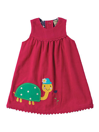 Frugi Organic Baby Corduroy Tortoise Dress, Pink/Multi