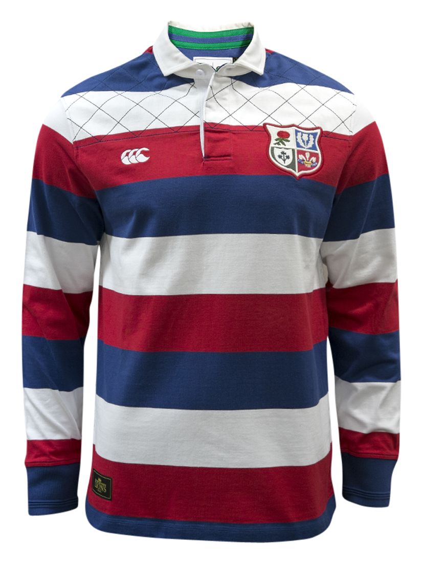 Canterbury of New Zealand British Lions Long Sleeve Classic Rugby Shirt, Blue/Red/White