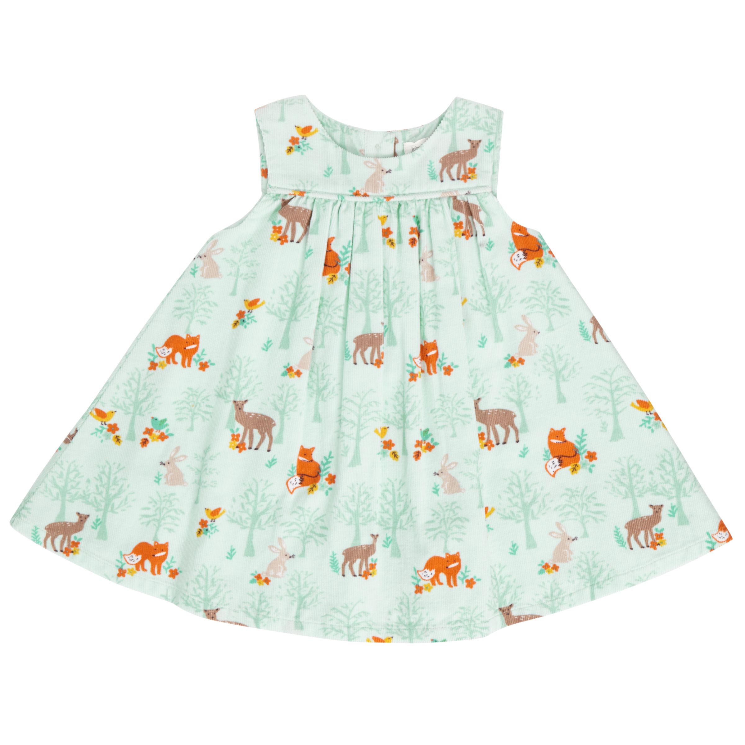 John Lewis & Partners Baby Woodland Print Pinafore Dress, Aqua