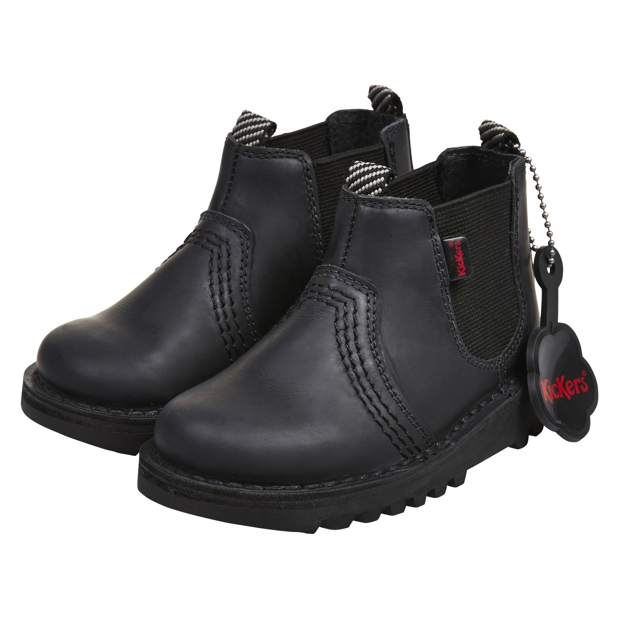 Kickers Children's Chelsea Boots, Black Leather