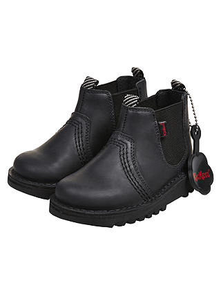 Kickers Children's Chelsea Boots, Black Leather