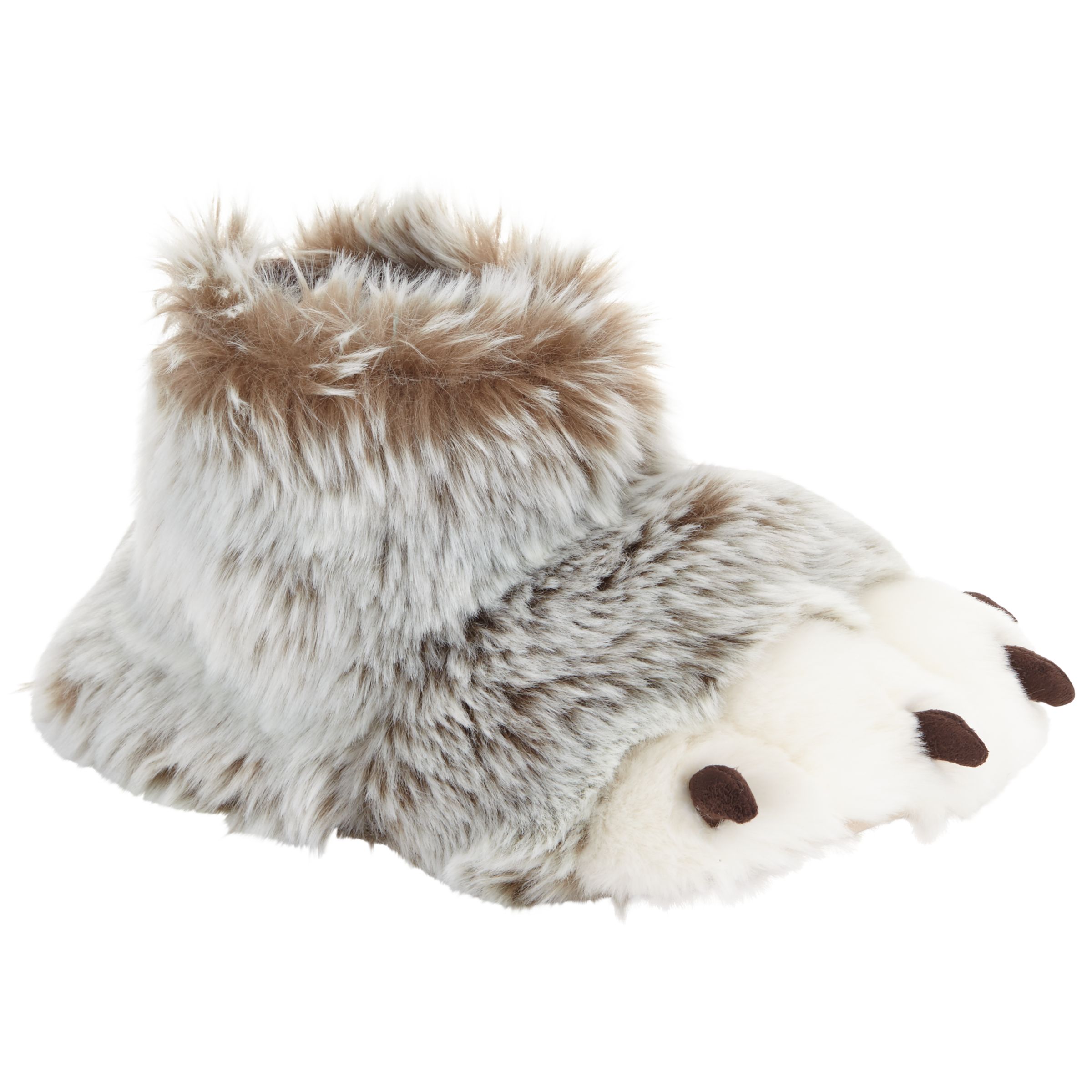 John Lewis Kids' 3D Claw Boot Slippers, Brown/White