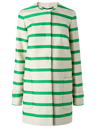 L.K. Bennett Briley Stripe Coat, Green/White