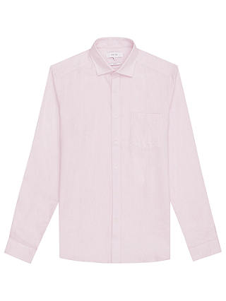 Reiss Napoli Slim Fit Linen Shirt, Soft Pink