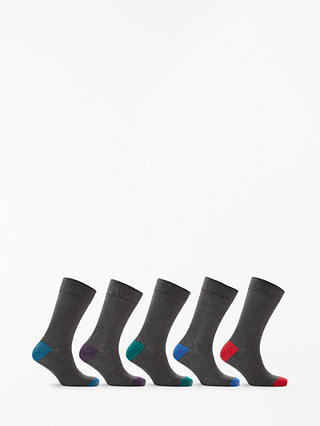 John Lewis & Partners Fashion Heel and Toe Socks, Pack of 5, Multi