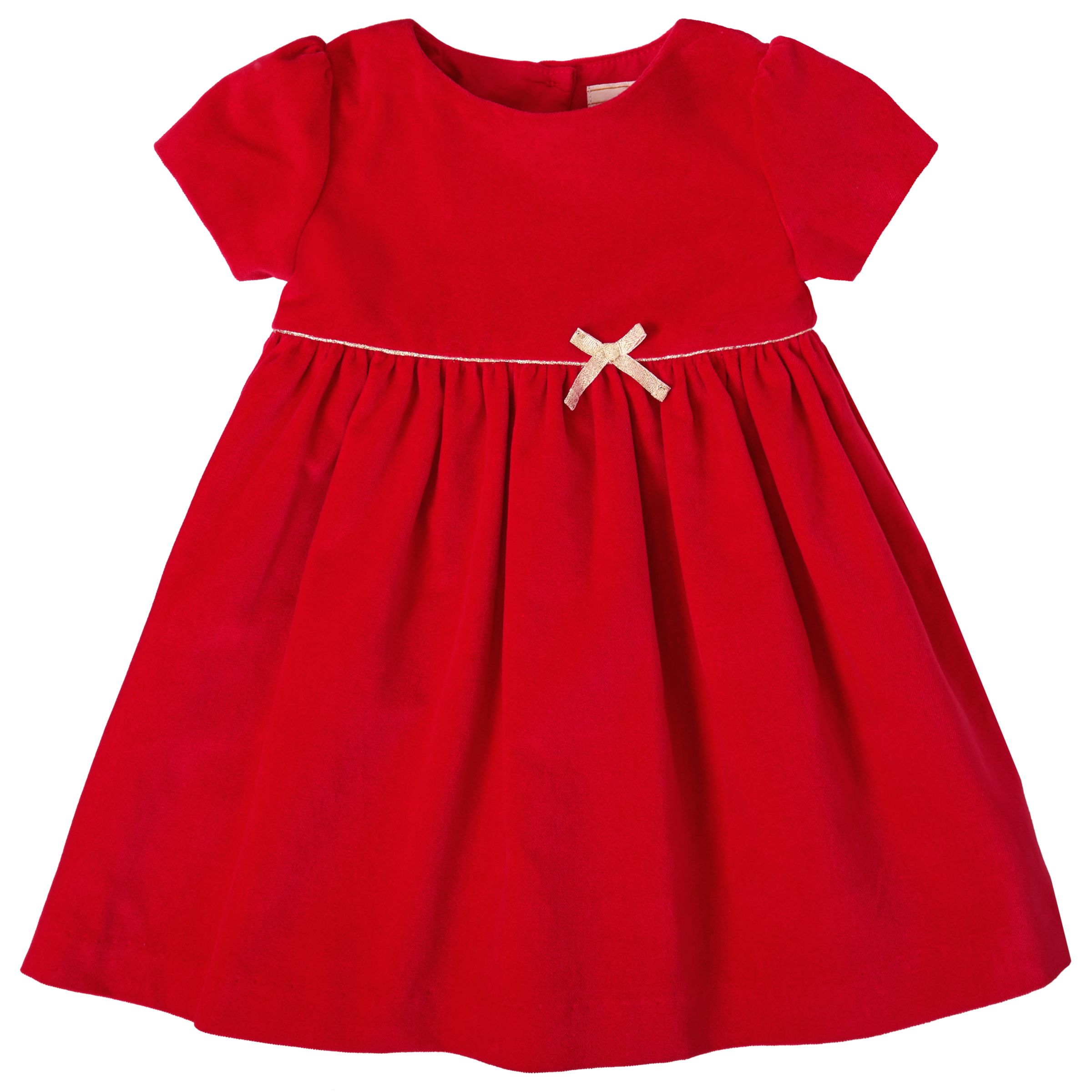 John Lewis & Partners Baby Velvet Bow Dress, Red