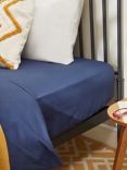 John Lewis ANYDAY Pure Cotton Fitted Sheet, Navy