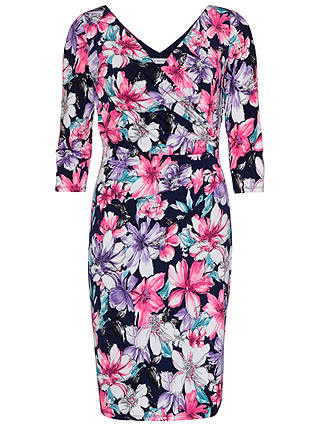 Gina Bacconi Floral Jersey Wrap Dress, Navy