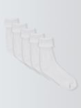 John Lewis Kids' Roll Over Socks, Pack of 5, White