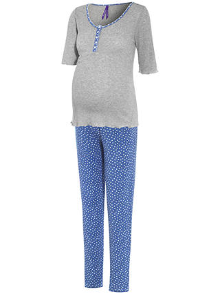 Séraphine Pearl Print Maternity Pyjamas, Blue/Grey