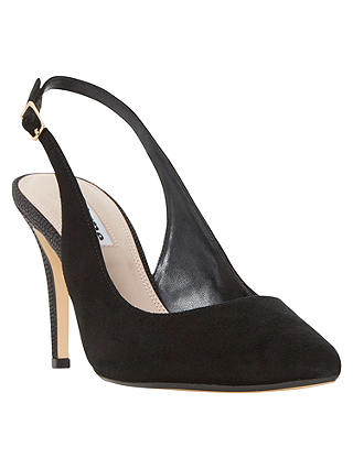 Dune Cathy Sling Back Stiletto Court Shoes, Black Suede