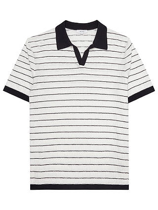 Reiss Martini Textured Stripe Polo Shirt, White/Navy
