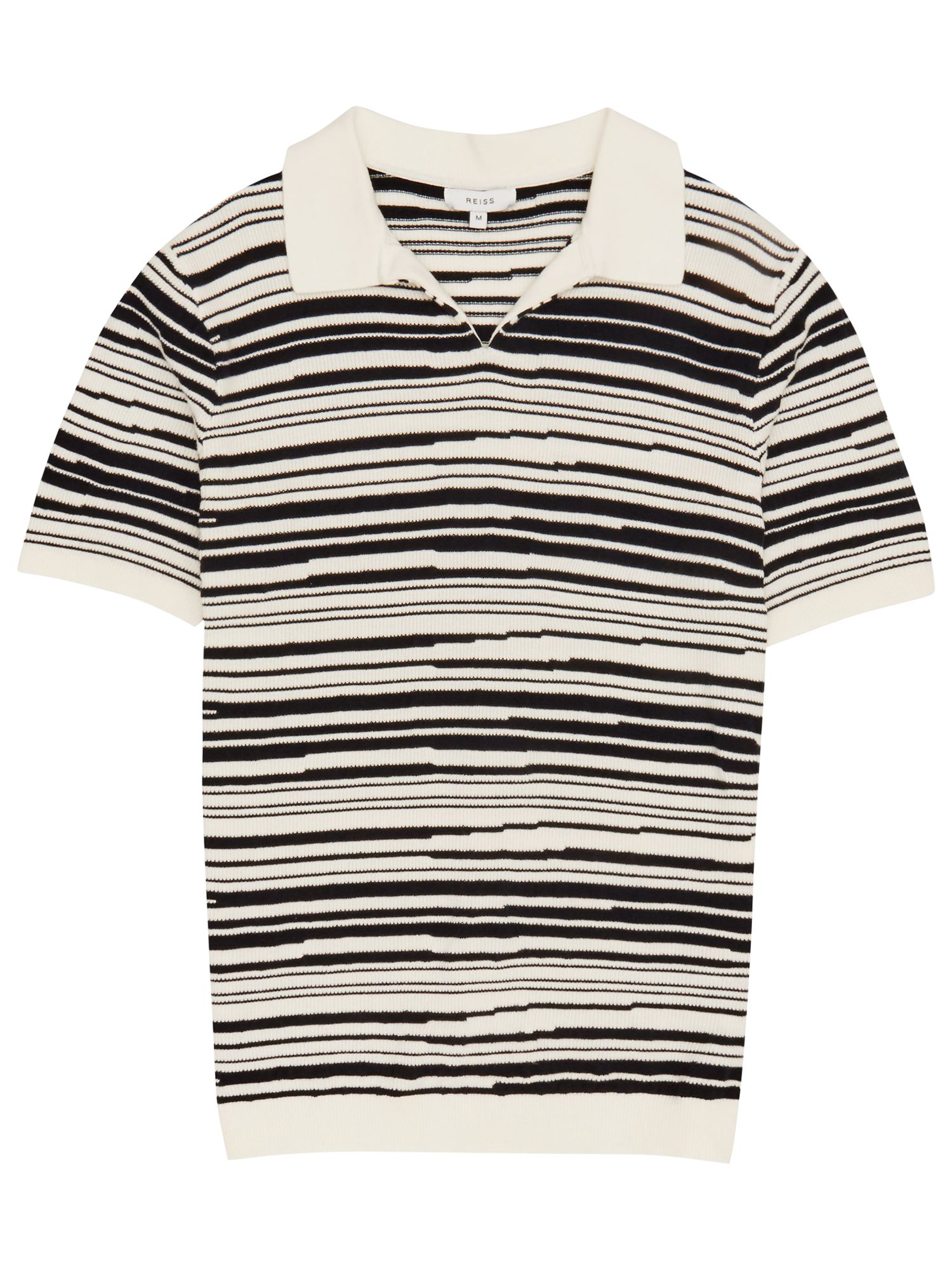 Reiss Metro Blurred Stripe Polo Shirt, Off White/Navy